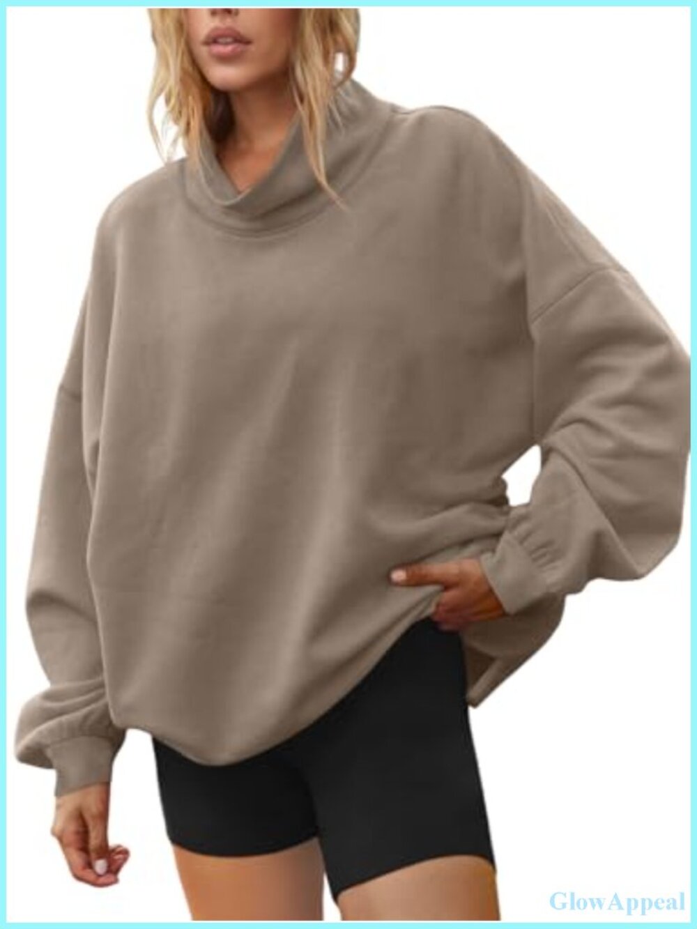 LILLUSORY Mock Neck Oversized Sweatshirt Womens Pullover